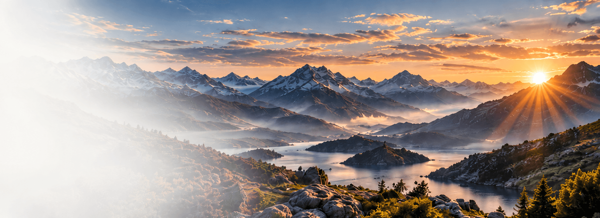 Mountain landscape at sunrise